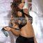Beauty's Love criss-cross lace top bra with matching garter skirt lingerie set