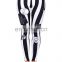 Stripes with patches femme stylish workout casual muscle fit fashion fancy pants denim polyester crossfit leggings for woman