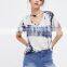 Women O Ring Chocker Neck Tie Dye T-shirt Latest Teenager Woman Summer Fashion Wear Custom Made