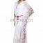 WHITE BLOSSOM MAXI KAFTAN WITH TWISTED BELT