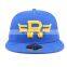 Bulk custom blue snapback caps with plastic buckle