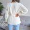 Autumn and winter lantern sleeves waist hem ruffle knitted sweater