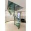 Aluminum/stainless steel round spine indoor wood tread stairs