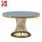 Event Party Used Round Banquet Table Gold Stainless Steel Bird Nest Design White Tempered Glass Dining Furniture Round Wedding Table