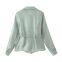 New style women's clothing: Classic butterfly knot embellished shiny effect blouse