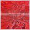 2014 Newest design red flowers embroidery design with PU sequin
