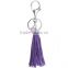 Korea velvet bag tassel keychain with metal plate