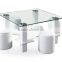 Hot Sale 'S' pattern glass top coffee table