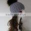 New Design custom cheap fashion winter hat with raccoon fur pompom