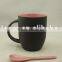 Creative Magic 11 oz Color Changing Matte Outer Black And Inner Color Ceramic Coffee Mug Eiyh Inserting Spoon