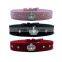 Western Rhinestone Bling Crown Cowhide leather Puppy Pet Dog collars