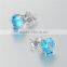 Aquamarine Or Cubic Zirconia Gemstone Earrings For Young Girl