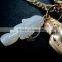 25x37mm matte gold brass mermaid shell sea horse with drop blue sea glass pendant charm fashion women necklace 6310009