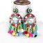 Bohemian design handmade colorful pompon charm earrings jewelry