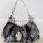 Natural Colour Patchwork Women Bag Real Fox Fur Handbags