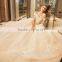 Modern A-line Off-shoulder Cap Sleeve Satin Ball gown with Long Tail wedding dresses TS38