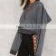 Oversized Adjustable Lace-up Closure Detail Cropped Hooded