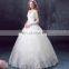 Custom Luxury Long Sleeve Trails New White Deep V-neck Ball Gown Wedding Party Dress