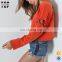 Fashion latest design sweatshirt production eyelet lace up high quality sweatshirts
