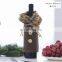 Wine Bottle Cover Christmas gunny clothes with button Red Bottle Decor with fur Dinner Party