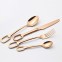 Set of 4 Pieces Rainbow Colored Stainless Steel Knife Fork Spoon Quality Tableware Cutlery Set With Hook Handle