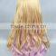 High Quality 65cm Medium Long Wave Blond&Purple Color Mixed Lolita Wig Synthetic Anime Wig Cosplay Hair Wig Party Wig