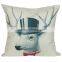 popular chiristmas home decorative deer printing linen cheap cushion cover
