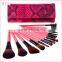 Fashional Professional makeup brush set 15pcs make up brush with snakskin bag