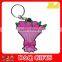 Pink Rose pvc rubber keychains with french