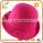 Top selling woman round felt hat pink 100% wool fedora hat with bow                        
                                                                                Supplier's Choice