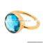 The Gopali Jewellers Blue Topaz Quartz Gemstone Rings -Vermeil Gold