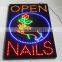 2016 hot selling advertising products low price led OPEN & WAX & NAIL sign board