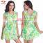 High-grade printing beach skirt 2016 high elastic breathable mesh dresses V fashion Princess Dress spot