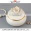 ceramic gold line flower round jewellery box