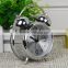 Metal real desk two bell ring alarm clock