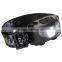 USB 3W LED water resistant two buttons sensor rechargeable headlamp