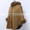 cashmere cape for women with fox fur hood CC65
