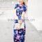 floral print dresses Short Sleeves Round Neck Summer Maxi Dress flower long dress