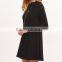 Guangzhou Wholesale Clothing OEM Black Cutout Back Ribbed Knit Swing Dress