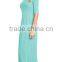 Women's Long Rayon Maxi Dress, Scoop Neck and Empire Elastic Waist, Solid Slim fit draped front lady long maxi dress