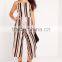2016 Fashion Ladies Camel Crepe Striped Nice Jumpsuit