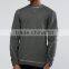 Custom Contrast Stitch Design Long Sleeve Crew Neck Dark Grey Men's 76% Cotton 24% Polyester Casual Blank Sweatshirt