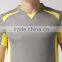 Men Grey Solid Mandarin Collar T-Shirt Custom Grey Yellow Solid Waist Length Sport Tees 100% Polyester Keeps Fresh Material