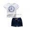 Wholesale summer cotton printing boys kids clothes clothing set