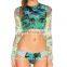 Printed lace-up back sun protection rash guard