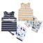 Baby Boys Girl's Sets 2020 Summer Striped Kids Tops + Print Dinosaurs Shorts 2Pcs Outfit Set