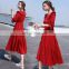 Long skirt female summer 2020 new temperament waist slimming chiffon dress red doll collar skirt factory direct sales