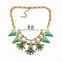 2015 New Design Gold Fashion Jewelry Resin Acrylic Beads Charms Linked On Chains Choker Necklace And Earring Set