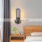 Modern Oval Metal Rotatable Wall Lamp Black Gold Simple LED Decorative Wall Light