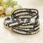 Topearl Jewelry Freshwater Pearl Wrap Bracelet Woven Leather Bracelet for Women 33.5 Inches CLL131